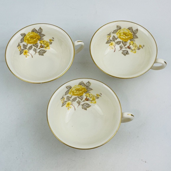 Castleton Mayfair 3 Cup Lot Yellow Roses Gold Trim Philip Costigan - Picture 2 of 6